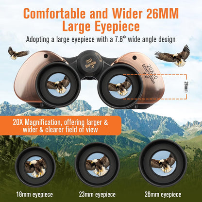 20x50 Binoculars for Adults,  Bird Watching Travel Stargazing Concerts Outdoor Sports-BAK4 Prism FMC Lens,Waterproof, Fogproof with Phone Adapter