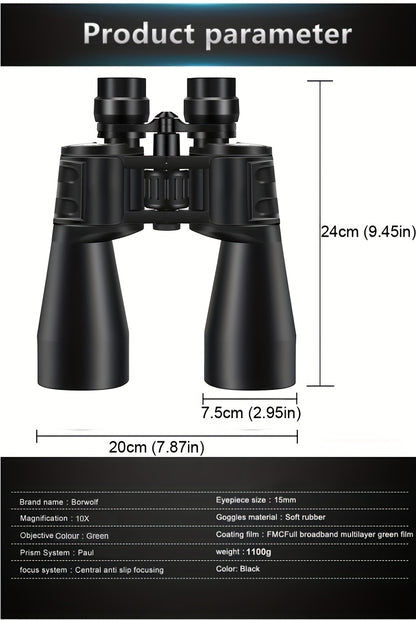 10x50 HD adult binoculars, High Magnification Long Range Zoom Binoculars, HD Professional Binoculars for Camping Hiking，bird watching, cruising, Black