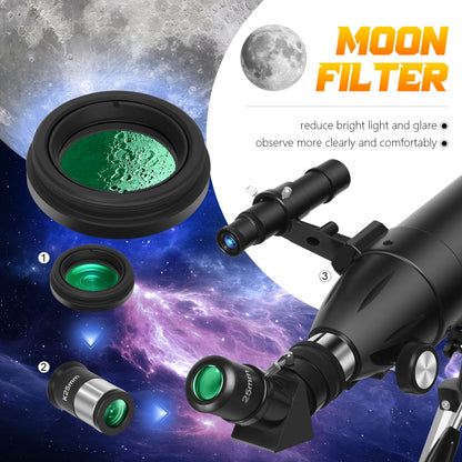 UBSSO Professional 80mm Diameter 600mm Telescope for Adults,Astronomical Observation with Tripod, Phone Bag,Best Christmas & Birthday Gift,Black