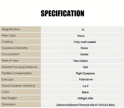 UBSSO 10x50 Powerful Binoculars Telescope HD Professional Zoom for Bird Watching and Watching Moon Moon Crater,cruising, and travel telescope,Black