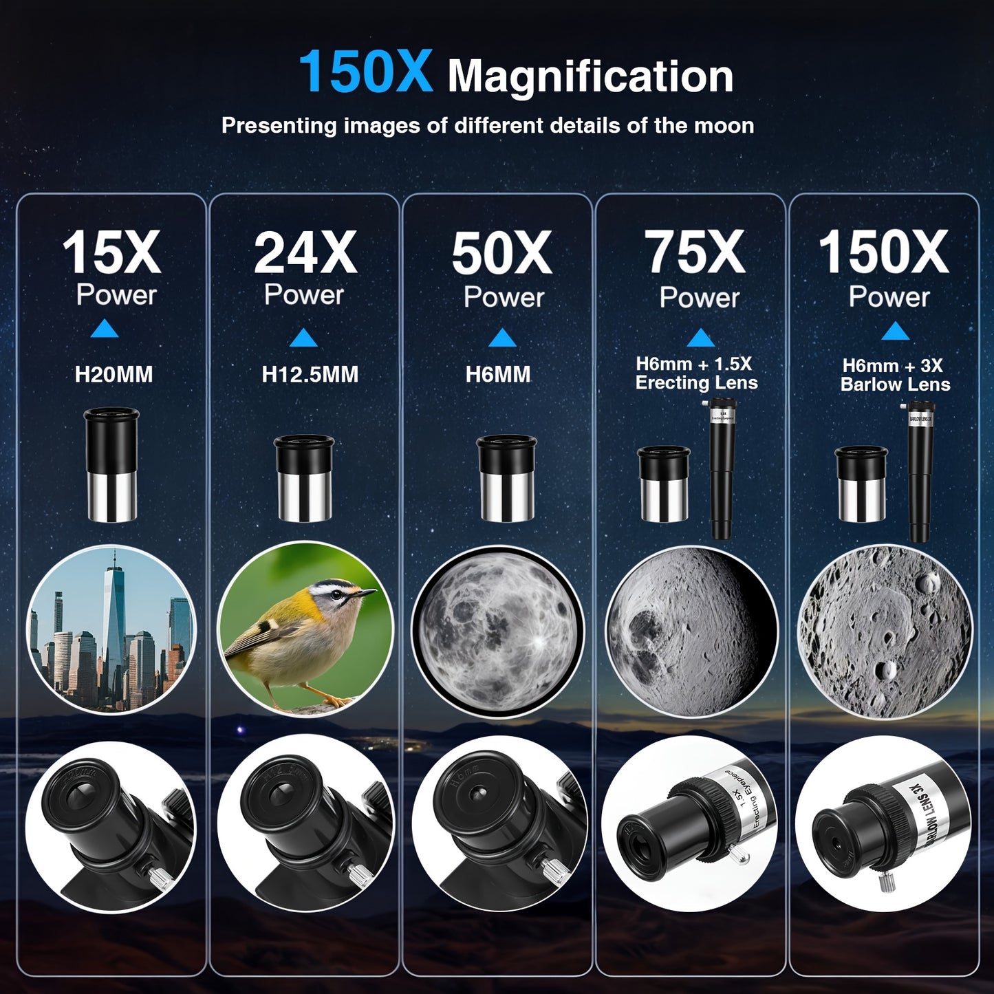 150X70 Astronomical Telescope, Aperture Telescope For Adults High Power,Portable Monocular Telescope With Tripod Phone Holder,White