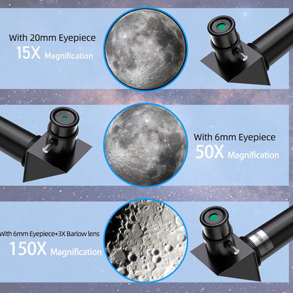 Telescope for Kids Adults, 70mm Aperture 300mm Telescopes for Astronomy Beginners, 15X-150X Magnification Refractor Telescope, Phone Adapter, Blue