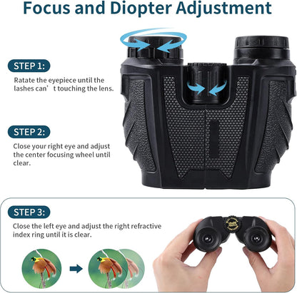 UBSSO 12x25 Binoculars High-Definition High-Power Low-Light Adult Outdoor Non-Infrared for Bird Watching Concerts, Hunting and Sport Games