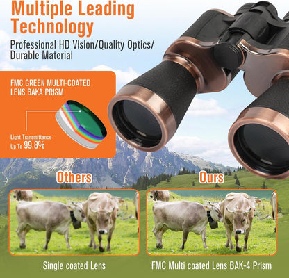 20x50 Binoculars for Adults,  Bird Watching Travel Stargazing Concerts Outdoor Sports-BAK4 Prism FMC Lens,Waterproof, Fogproof with Phone Adapter