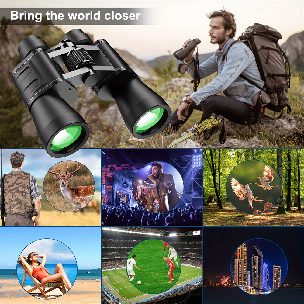 UBSSO 10X50 Binoculars For Adults, Compact Binoculars For Bird Watching Hunting Football Games Travel Stargazing Cruise With Carrying Bag, Gris