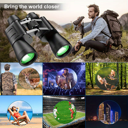 UBSSO 10X50 Binoculars For Adults, Compact Binoculars For Bird Watching Hunting Football Games Travel Stargazing Cruise With Carrying Bag, Gris