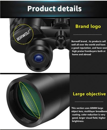 10x50 HD adult binoculars, High Magnification Long Range Zoom Binoculars, HD Professional Binoculars for Camping Hiking，bird watching, cruising, Black