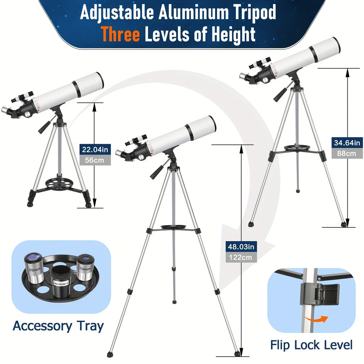 UBSSO Astronomical Telescope for Adults - 80mm Aperture 600mm Focal Length Refractor with Fully Multi-Coated Optics, 180x Max Magnification