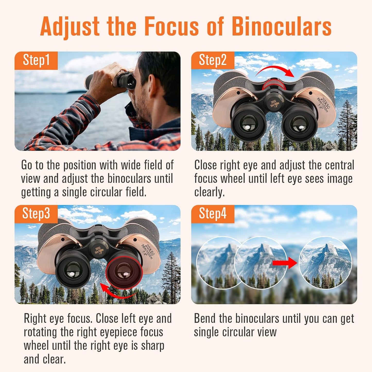 20x50 Binoculars for Adults,  Bird Watching Travel Stargazing Concerts Outdoor Sports-BAK4 Prism FMC Lens,Waterproof, Fogproof with Phone Adapter