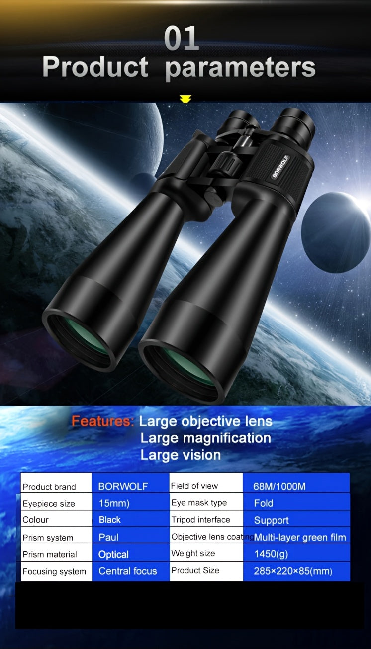 10X50 High-Power HD Binoculars, Durable High Quality, Center Focus, Large Objective Lens for Hunting, Birdwatching, Astronomy, Hunting,Black