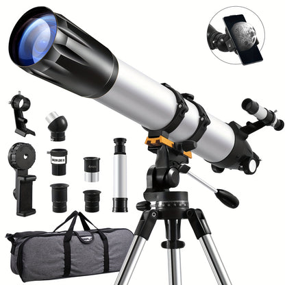 UBSSO Refractor Telescope Kit for Adults Beginners - 90mm Aperture, Manual Focus, Up to 675x Magnification Ideal for Stargazing, Moon Watching