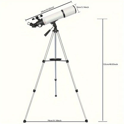 UBSSO Astronomical Telescope, 80mm Aperture 600mm Telescopes For Adults Astronomy, Fully Mult-Coated High Powered Refracting Telescope，white