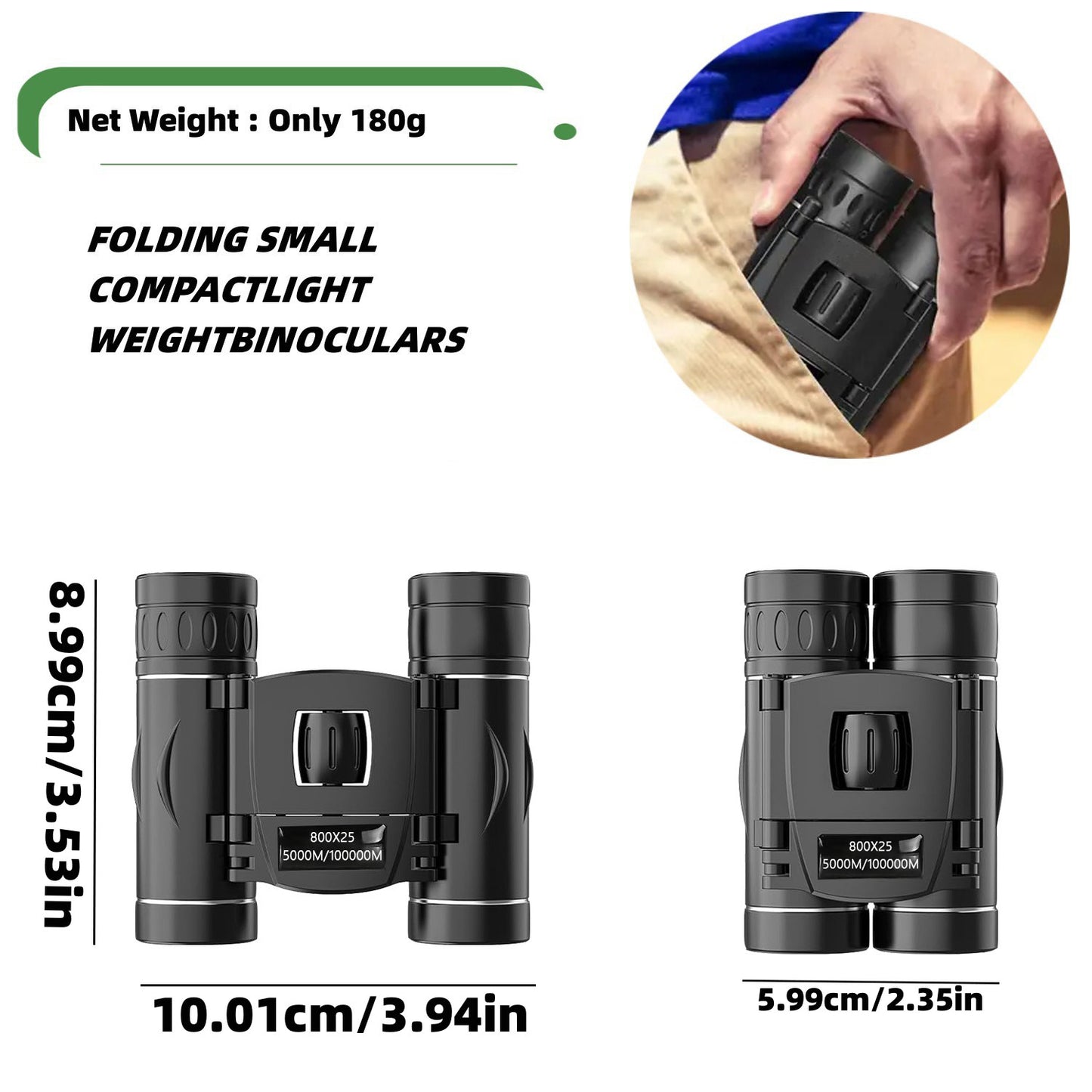 800X25 Binocular for Adults with BAK4 Prism Lens High Powered Mini Pocket Binoculars Telescope for Bird Watching, Hunting, Concert, Theater, Opera, Traveling, Sightseeing