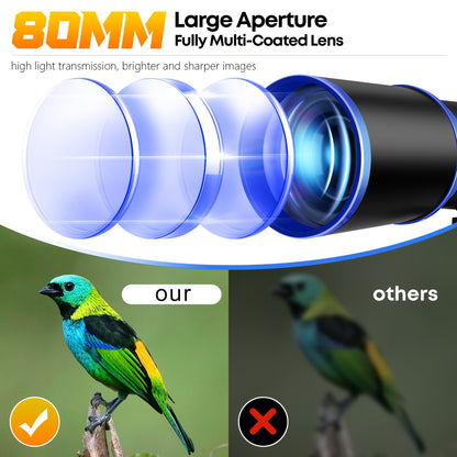 UBSSO Professional 80mm Diameter 600mm Telescope for Adults,Astronomical Observation with Tripod, Phone Bag,Best Christmas & Birthday Gift,Black