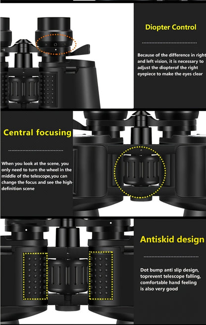 10x50 HD adult binoculars, High Magnification Long Range Zoom Binoculars, HD Professional Binoculars for Camping Hiking，bird watching, cruising, Black