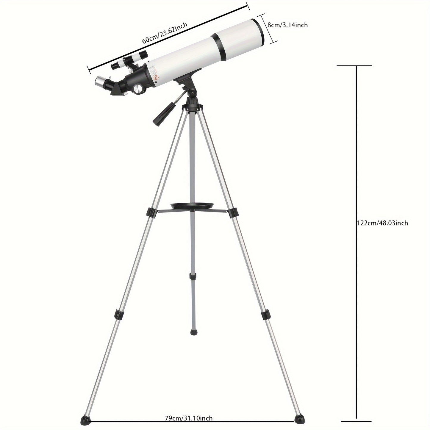UBSSO Astronomical Telescope for Adults - 80mm Aperture 600mm Focal Length Refractor with Fully Multi-Coated Optics, 180x Max Magnification