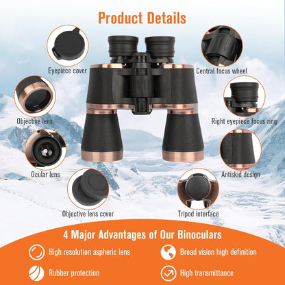 20x50 Binoculars for Adults,  Bird Watching Travel Stargazing Concerts Outdoor Sports-BAK4 Prism FMC Lens,Waterproof, Fogproof with Phone Adapter