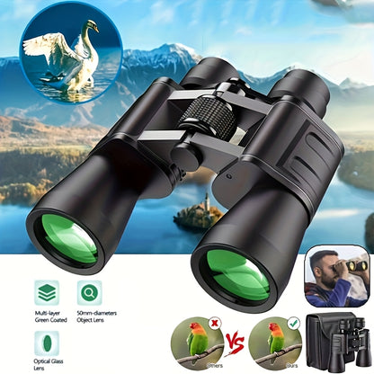 UBSSO 10X50 Binoculars For Adults, Compact Binoculars For Bird Watching Hunting Football Games Travel Stargazing Cruise With Carrying Bag, Gris