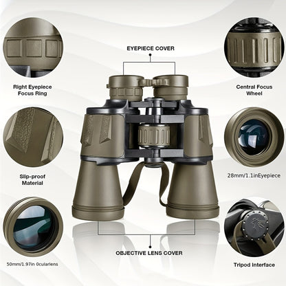 UBSSO 10X50 Binoculars for Adults High Powered With Phone Adapter Ideal For Bird Watching, Travel ,Hunting, Mud