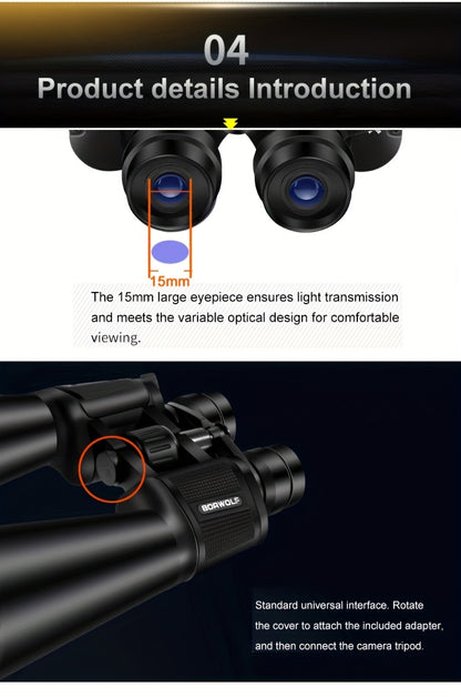 UBSSO 10X50 High Magnification HD Professional Zoom Binoculars Telescope for Bird Watching and Hunting,camping, exploration, shooting, fishing,Black