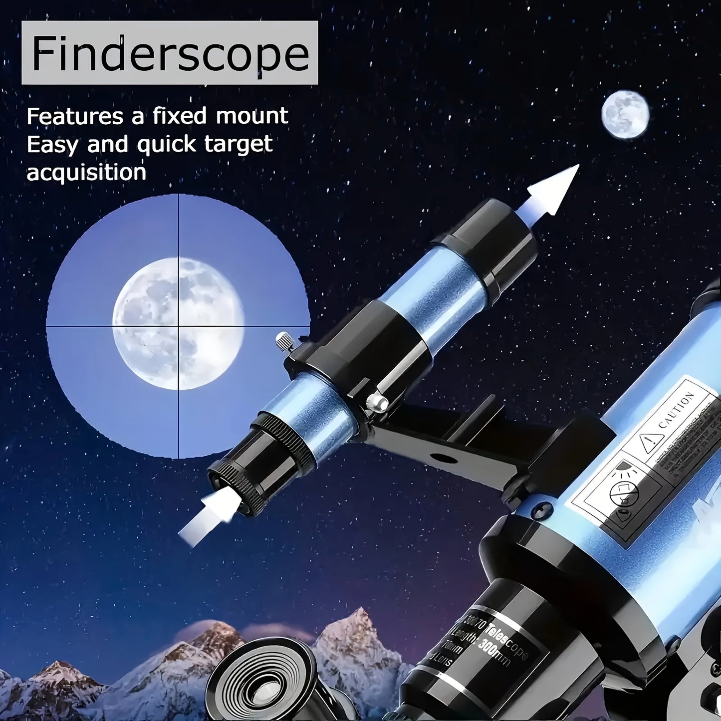 UBSSO Refractor Star Telescope for Adults: 70mm Aperture 300mm Focal Length 15X-150X，Ideal for Stargazing, Planetary Observation, Moon Exploration