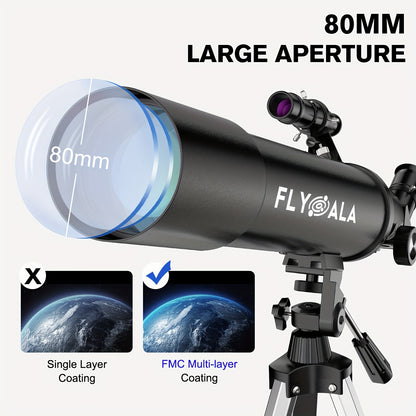 UBSSO Telescope for Adults,80mm Aperture 600mm Focal Length Beginners Astronomical Telescope for Adults (30X-750X),Refractor Astronomy telescopes