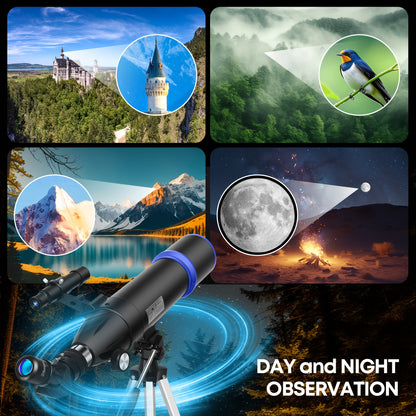 UBSSO Professional 80mm Diameter 600mm Telescope for Adults,Astronomical Observation with Tripod, Phone Bag,Best Christmas & Birthday Gift,Black