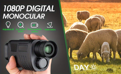 UBSSO Digital Infrared Vision Monocular Telescope 4K Digital Infrared with 2" Larger Screen, 8X Digital Zoom, Gray for  Hunting,Fishing,Camping, Green