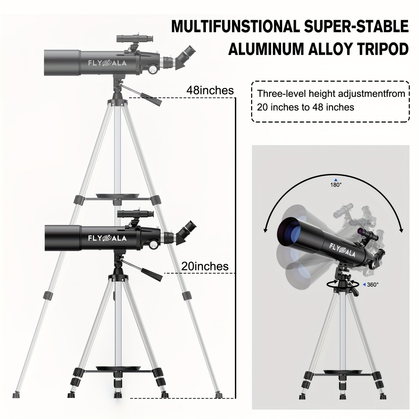 Telescope for Adults,80mm Aperture 600mm Focal Length Beginners Astronomical Telescope for Adults (30X-750X),Refractor Astronomy telescopes,Black