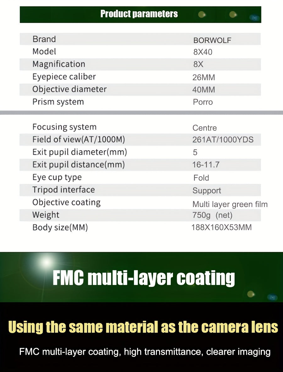 8X40 High Magnification Long Range Zoom Hunting Telescope Binoculars, HD Professional Zoom Bird Watching Bird Travel Hunting,Black, UBSSO﻿