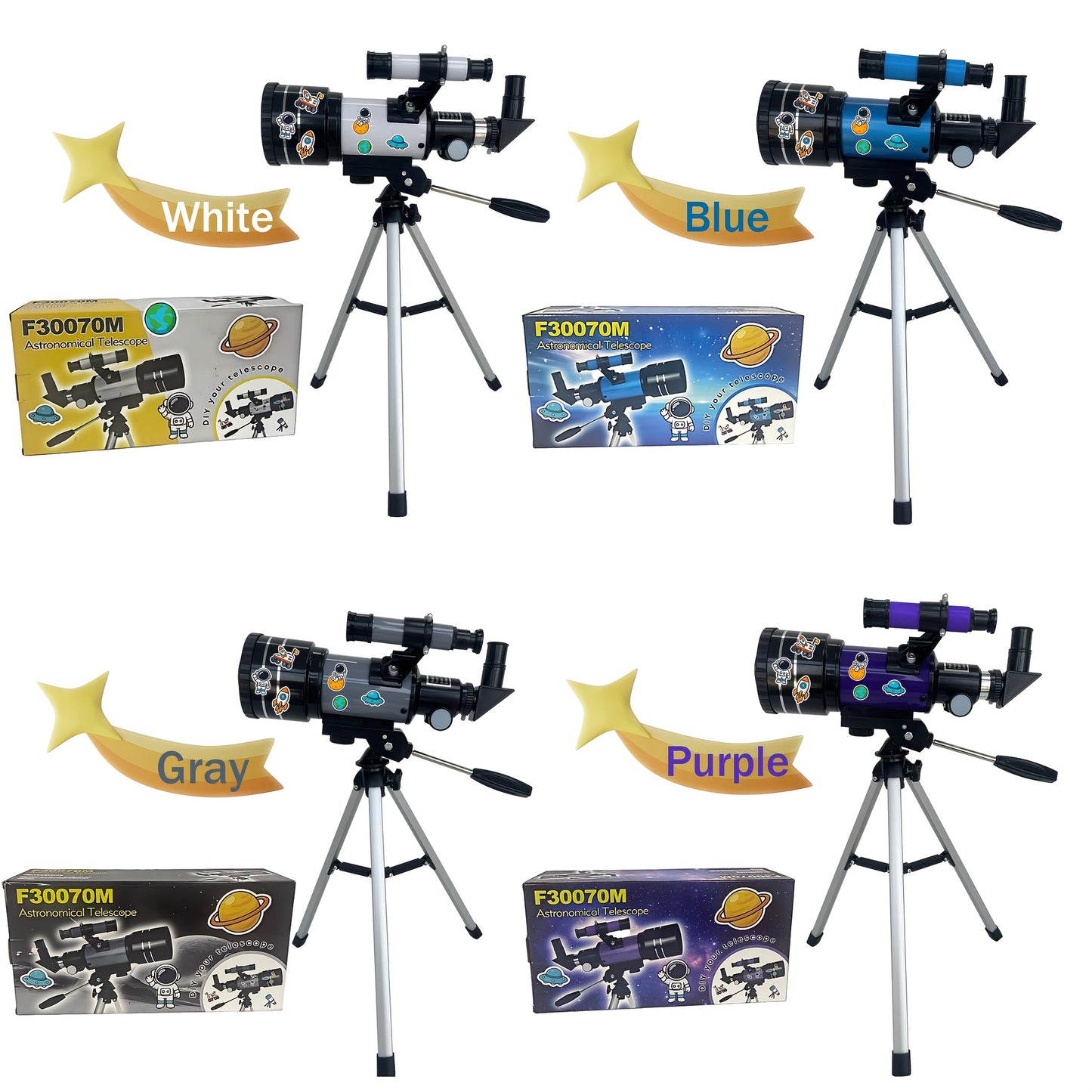 UBSSO Refractor Star Telescope for Adults: 70mm Aperture 300mm Focal Length 15X-150X，Ideal for Stargazing, Planetary Observation, Moon Exploration