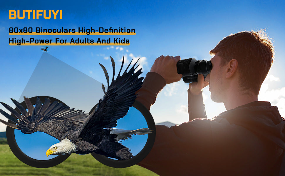 High Powered 80x80 Binoculars for Adults, HD Vision with 50mm Large Lens for Bird Watching, Hunting & Stargazing