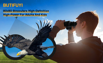 High Powered 80x80 Binoculars for Adults, HD Vision with 50mm Large Lens for Bird Watching, Hunting & Stargazing