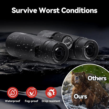 Binoculars for Adults High Powered: 12x42 HD Zoom Binocular for Bird Watching Hunting - Powerful Lightweight Waterproof Binoculars
