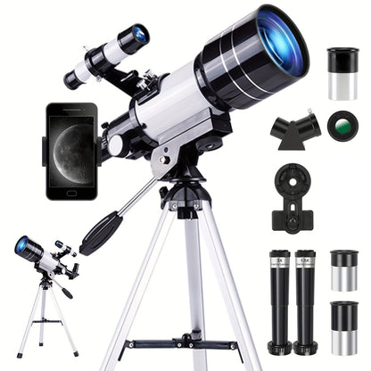 UBSSO 150X High Power Telescope, 70mm Aperture Telescope Astronomy For Adults, Portable Monocular Telescope With 3 Eyepiece white+black