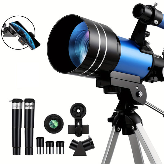 UBSSO 150X High Power Telescope, 70mm Aperture Telescope Astronomy For Adults, Portable Monocular Telescope With 3 Eyepiece Blue