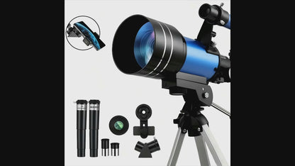 UBSSO Refractor Star Telescope for Adults: 70mm Aperture 300mm Focal Length 15X-150X，Ideal for Stargazing, Planetary Observation, Moon Exploration
