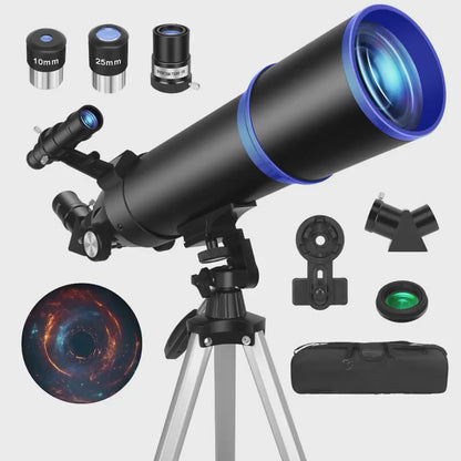 UBSSO Professional 80mm Diameter 600mm Telescope for Adults,Astronomical Observation with Tripod, Phone Bag,Best Christmas & Birthday Gift,Black
